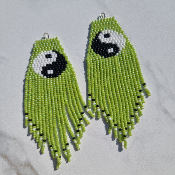 Yin/yang oorbellen (groen)
