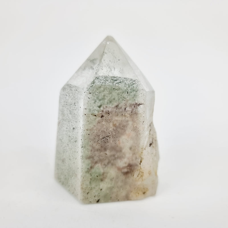 Bergkristal punt met Chloriet en insluitsels