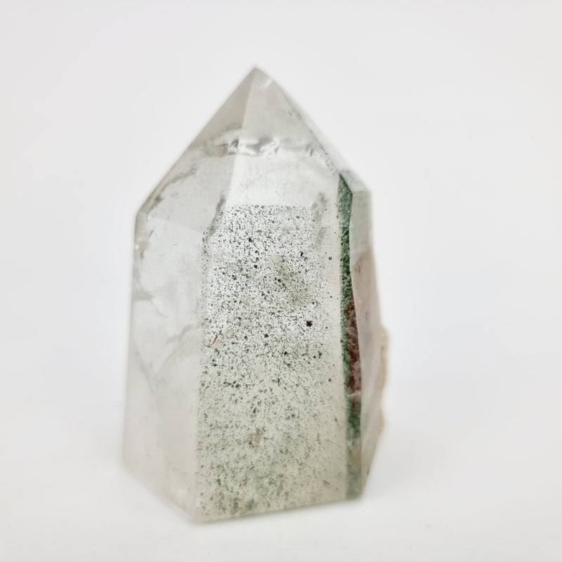 Bergkristal punt met Chloriet en insluitsels