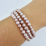 Zoetwaterparel armband roze (rond)
