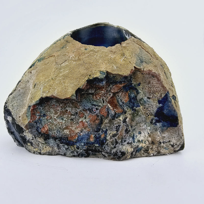 Agaat waxinelichthouder (blauw geverfd)